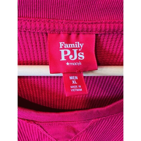 Family Pj’s Men’s Pajama Top Round Waffle Knit Size XL Red Long Sleeves NWT - Picture 3 of 6